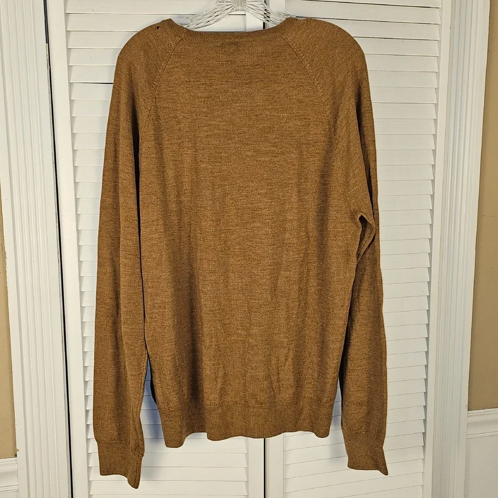 NWT J Crew Mens Brown Slim Fit Merino Wool Crewneck Sweater XL - HOLE‎